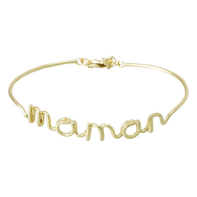Bracelet à message laiton doré MAMAN - vue V1