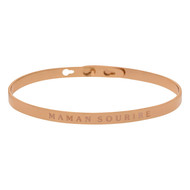Bracelet Jonc à message Laiton rosé MAMAN SOURIRE