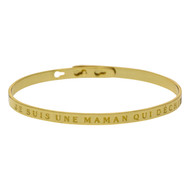 Bracelet Jonc à message Laiton doré JE SUIS UNE MAMAN QUI DÉCHIRE