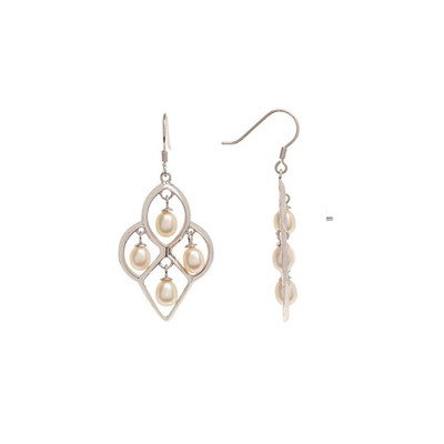 Boucles d'oreilles argent et perles de culture blanches Esperanza - vue V1