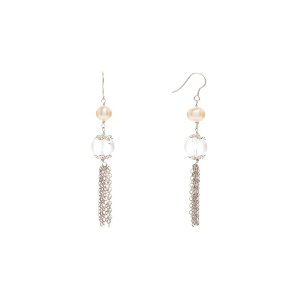 Boucles d'oreilles argent et perles de cultures blanches et oxydes de zirconium Frangy - vue V2