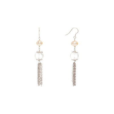Boucles d'oreilles argent et perles de cultures blanches et oxydes de zirconium Frangy - vue V2