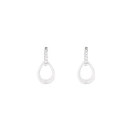 Boucles d'oreilles argent - céramique blanche et oxydes de zirconium Goutte