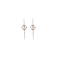 Boucles d'oreilles argent et perles de cultures roses Pendant Perle et Petites Etoiles dans leurs C
