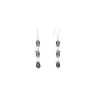 Boucles d'oreilles argent - perles de culture noires et oxydes de zirconium Pendants Trilogy