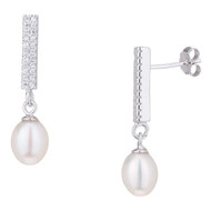 Boucles d'oreilles en argent - oxydes de zirconium et perles de culture blanche Siorella