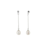 Boucles d'oreilles argent et perles de cultures blanches Pendant fine perle