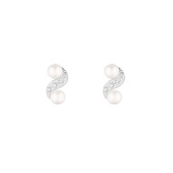 Boucles d'oreilles argent et perles de cultures blanches et oxydes de zirconium A l'infini