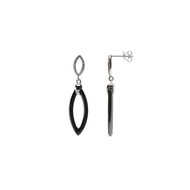 Boucles d'oreilles argent - céramique noire et oxydes de zirconium Ovalis