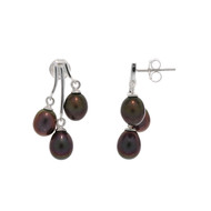 Boucles d'oreilles argent et perles de cultures noires Mes 3 Perles