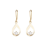 Boucles d'oreilles or jaune et oxydes de zirconium Goutte précieuse
