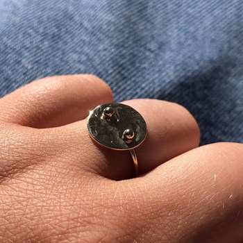 Bague Plaqué Or Picot et Pastille Martelée