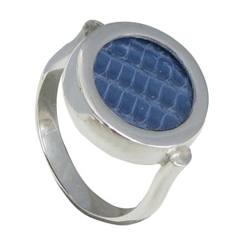 Bague Argent 925 Ronde Pastilles Cuir Interchangeables Couleurs Automne