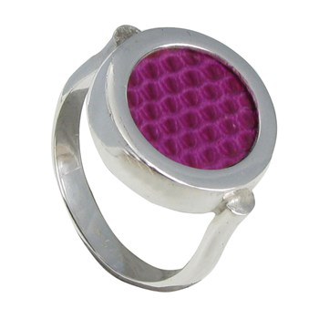 Bague Argent 925 Ronde Pastilles Cuir Interchangeables Couleurs Eté