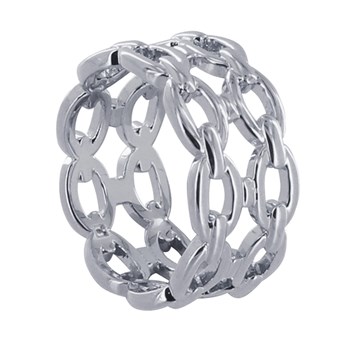Bague Argent 925 Rhodié Tube de Maillons