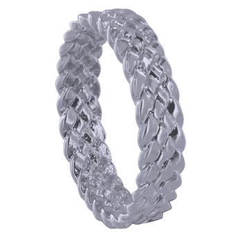 Bague Argent 925 Rhodié Anneau Large Tressé
