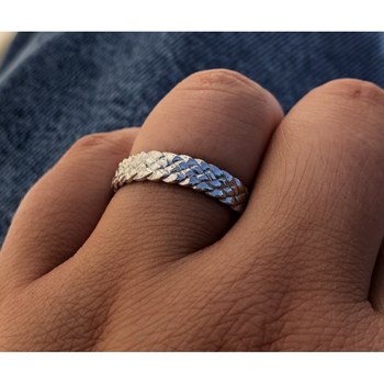 Bague Argent 925 Rhodié Anneau Large Tressé