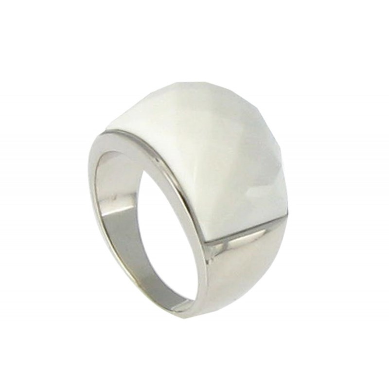 Bague Dôme Argent Milky White - vue 2