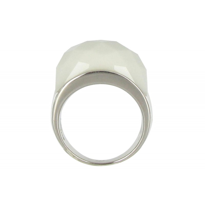 Bague Dôme Argent Milky White - vue 3