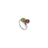 Bague Argent 925 Toi et Moi Rouge et Verte - vue V1