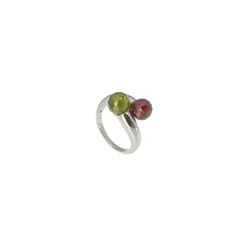 Bague Argent 925 Toi et Moi Rouge et Verte