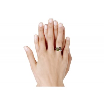 Bague Argent 925 Toi et Moi Rouge et Verte