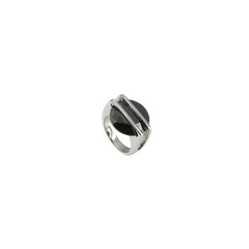 Bague Argent 925 Soucoupe Noire en Zirconium