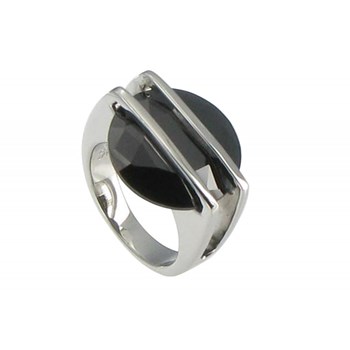 Bague Argent 925 Soucoupe Noire en Zirconium