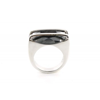 Bague Argent 925 Soucoupe Noire en Zirconium