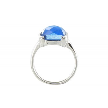 Bague Argent 925 et son Carré Oeil de Chat Facetée Bleu