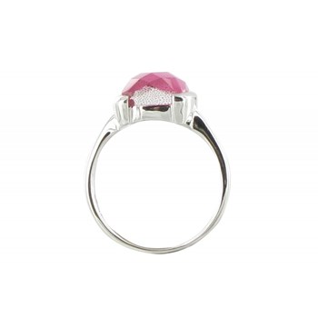 Bague Argent 925 et son Carré Oeil de Chat Facetée Rose