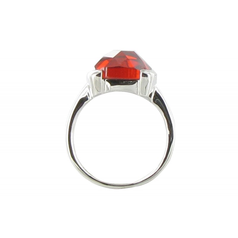 Bague Argent et son Carré de Zirconium Facetée Rouge - vue 3