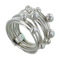 Bague Argent 925 Multiples Anneaux et Billes