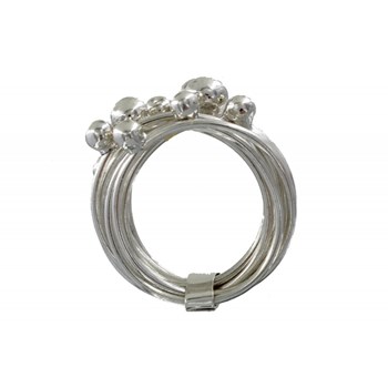 Bague Argent 925 Multiples Anneaux et Billes