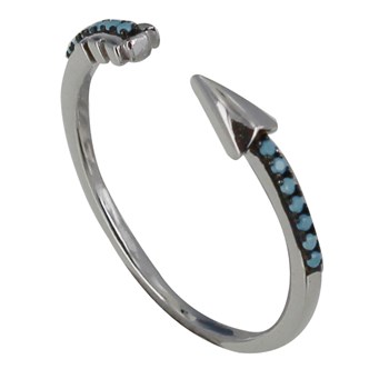 Bague Argent 925 Rhodié Flèche et Points Bleus