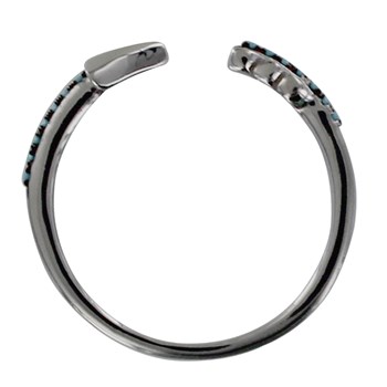 Bague Argent 925 Rhodié Flèche et Points Bleus