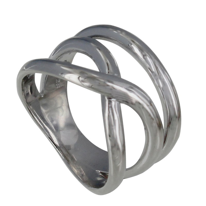 Bague Argent Rhodié Croisée