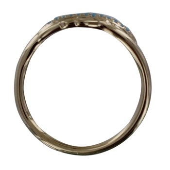 Bague Plaqué Or Deux Feuilles et Points Bleus