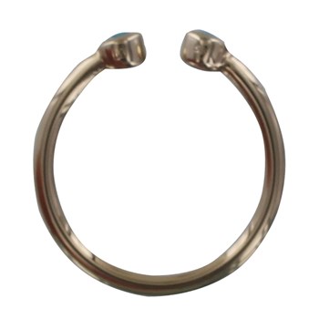 Bague Plaqué Or Deux Perles et Résine Bleue