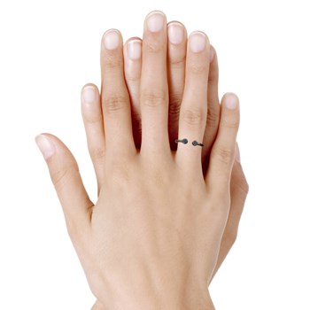 Bague Plaqué Or Deux Perles et Résine Bleue