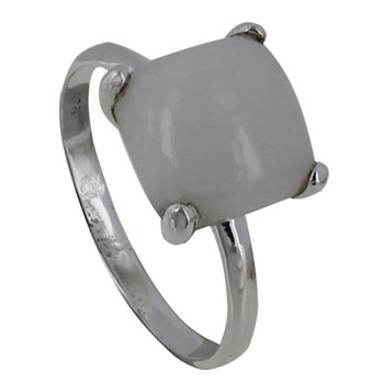 Bague Argent 925 Pavé Carré d'Agate Blanche
