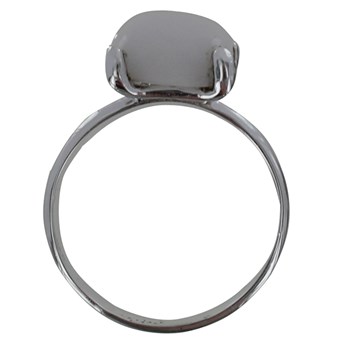 Bague Argent 925 Pavé Carré d'Agate Blanche