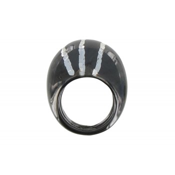 Grosse Bague Argent 925 Noire et Trois Rayures Argent