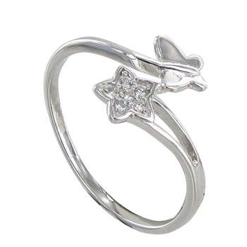 Bague Argent 925 Papillon et Etoile de Strass