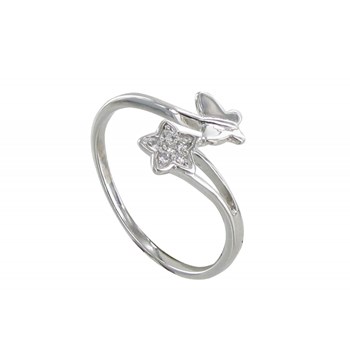 Bague Argent 925 Papillon et Etoile de Strass