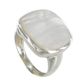 Bague Argent 925 Pavé Carré de Nacre Ivoire