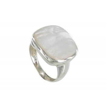 Bague Argent 925 Pavé Carré de Nacre Ivoire