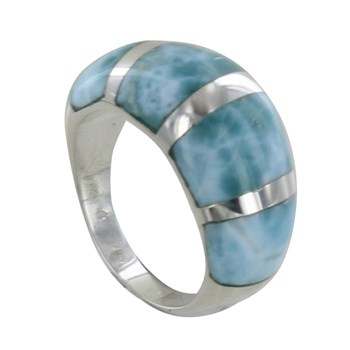 Bague Argent 925 Rayures de Larimar