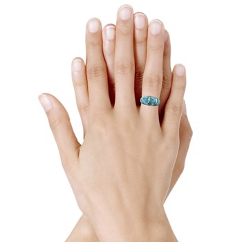 Bague Argent 925 Rayures de Larimar