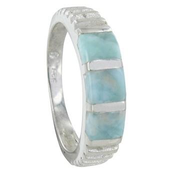 Bague Argent 925 Trois Carrés de Larimar